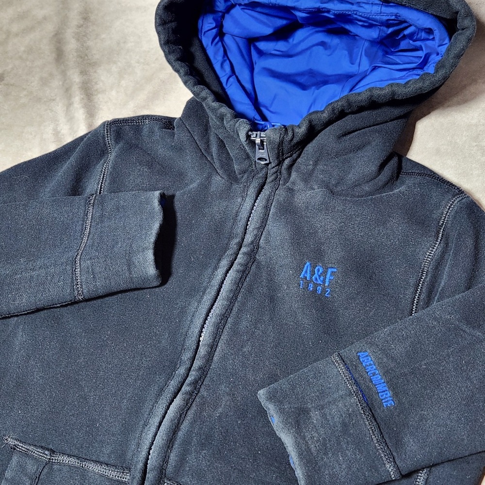 A&F ACTIVE Abercrombie Fitch double-zip Hooded Jacket quilted liner Navy Blue L‎